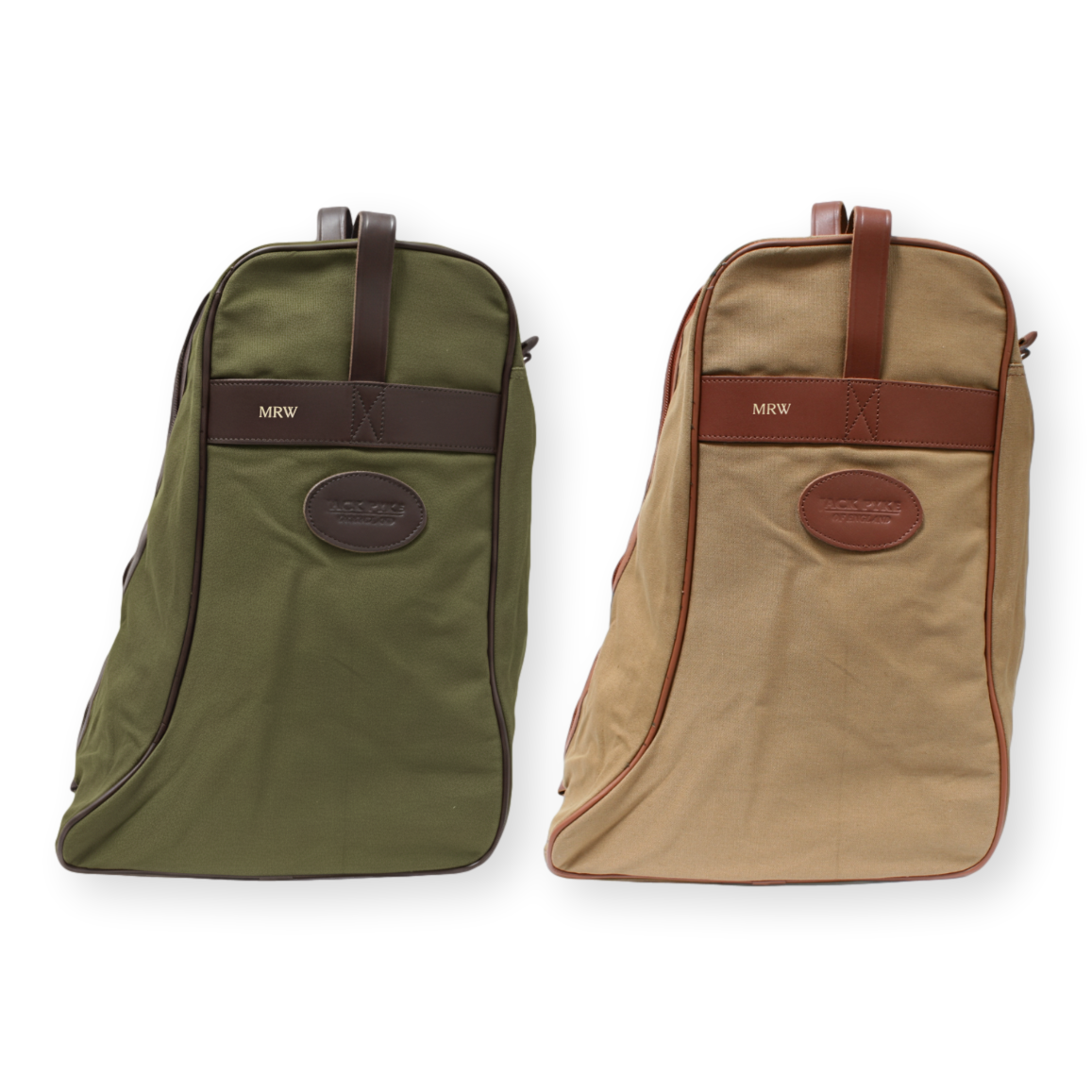 Custom Embossed Initials Welly Boot Bag – Green Or Brown Canvas