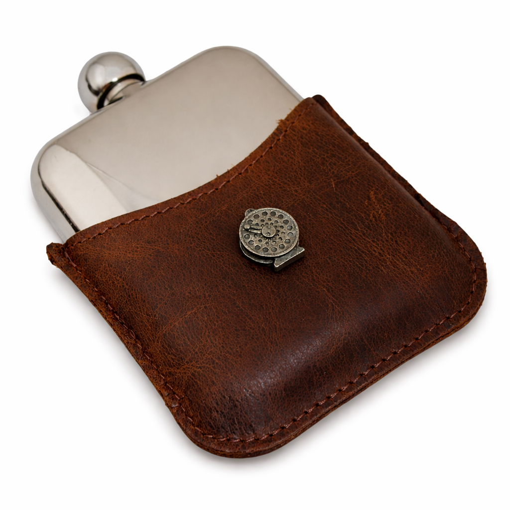 Fly Fishing Half Leather Jacket Hip Flask