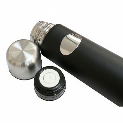 Personalised 500ml Black Leather Vacuum Flask