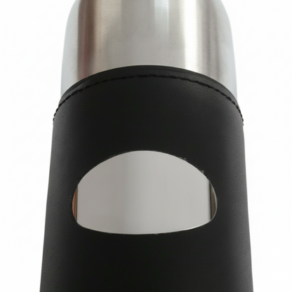 Personalised 500ml Black Leather Vacuum Flask