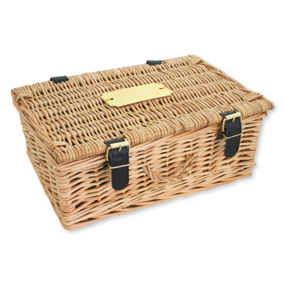 Deluxe Angler’s Hamper - 3 Flask Caddy, Pin Badge & License Holder