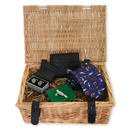 Fly Fishing Gentleman’s Hamper: Tie, Cufflinks, Tie Clip, and Wallet Set