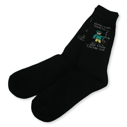 Fisherman love to...get their tackle out! Novelty Socks Size 6-11