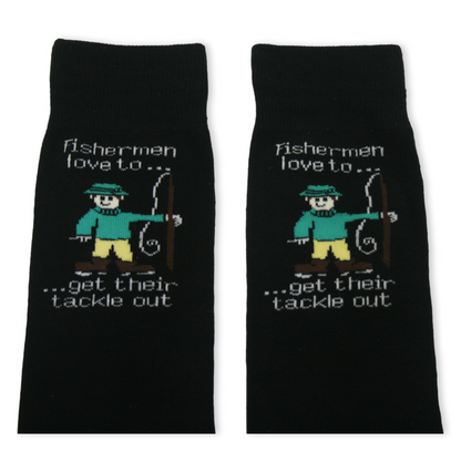 Fisherman love to...get their tackle out! Novelty Socks Size 6-11