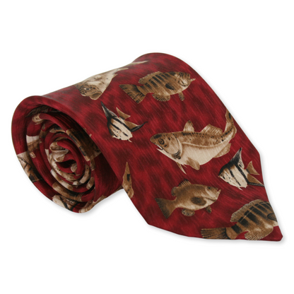 Red Sea Fish Tie 100% Silk