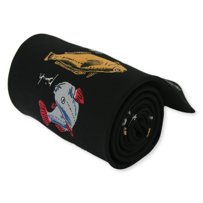 Fish With Names On Black Background Necktie