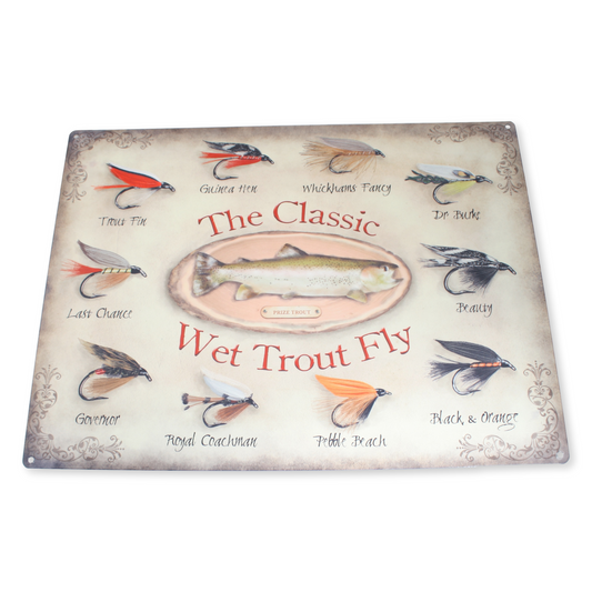 The Classic Wet Trout Fly Metal Sign 30 x 40cm