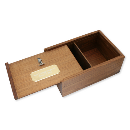 Sliding Lid Wooden Tackle Box With Personalised Engraving Message