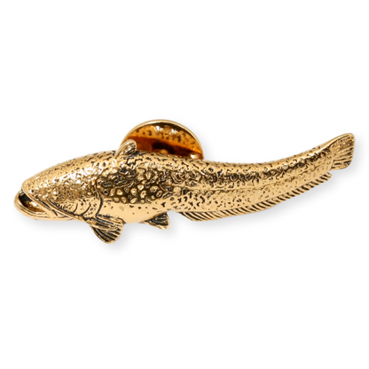 Catfish Gold Plated Pin Badge Lapel With Engraving Option
