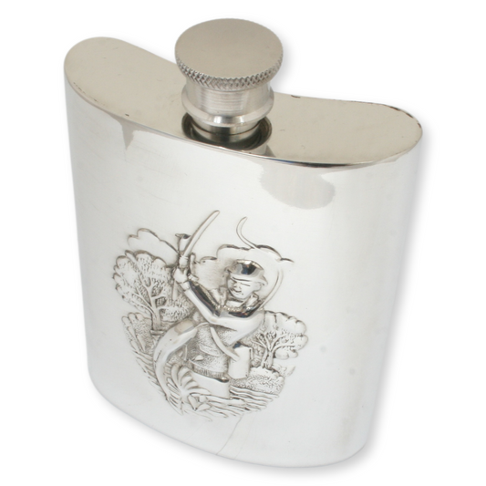 Salmon Fly Fishing English Pewter Hip Flask Engravable