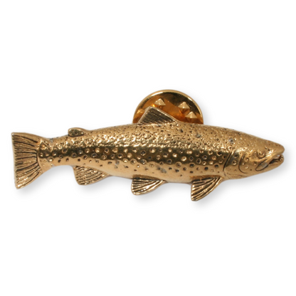 Brown Trout Gold Plated Pin Badge Lapel With Engraving Option