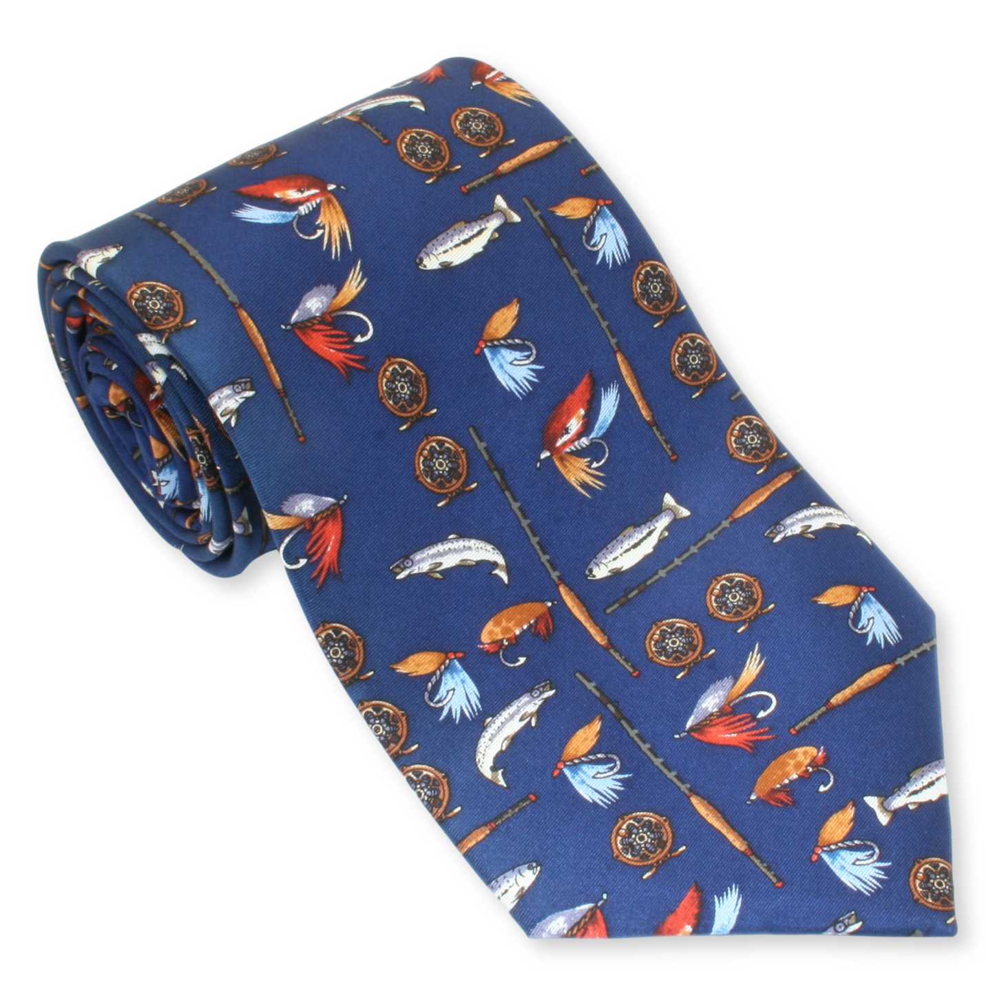 Fly Fishing Equipment Navy Tie 100% Silk