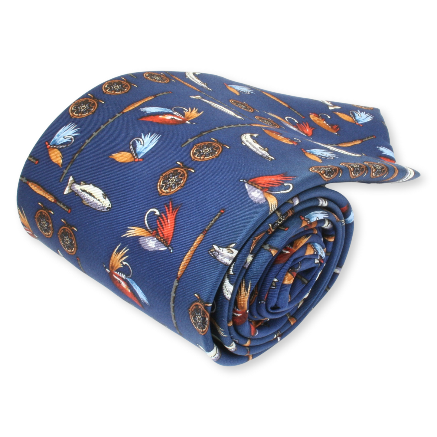 Fly Fishing Equipment Navy Tie 100% Silk