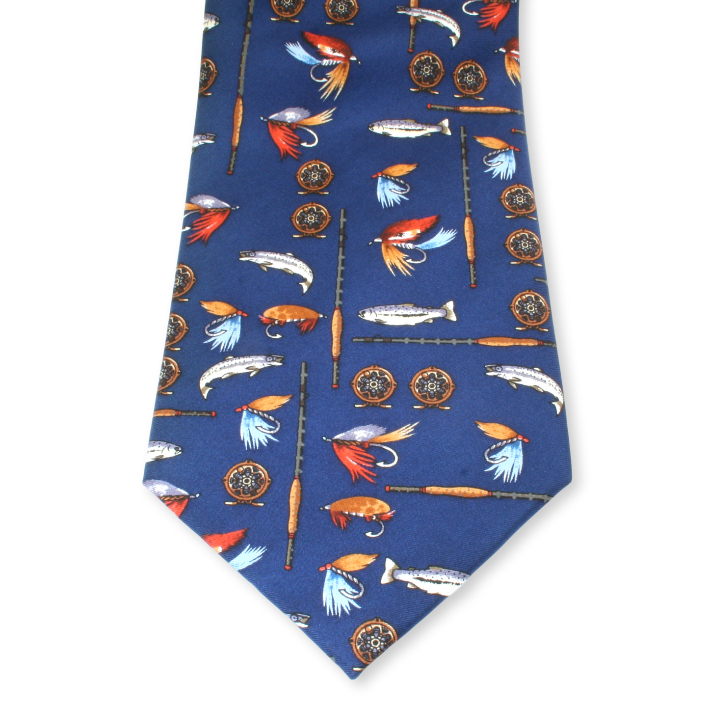 Fly Fishing Equipment Navy Tie 100% Silk