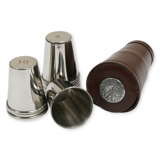 Fisherman 1-10 Numbered 4oz Cups in Leather Popper Case