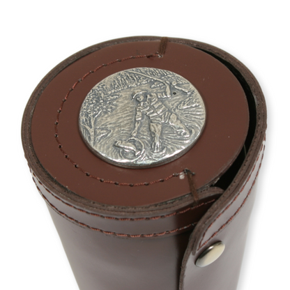 Fishing style cups in leather case