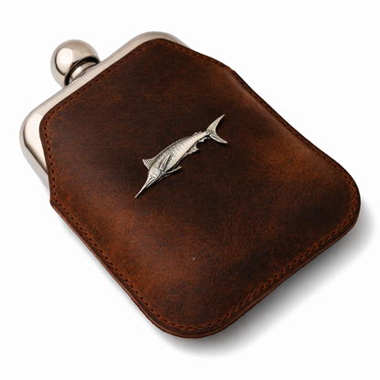 Sea Fishing Hip Flask Full Leather Jacket