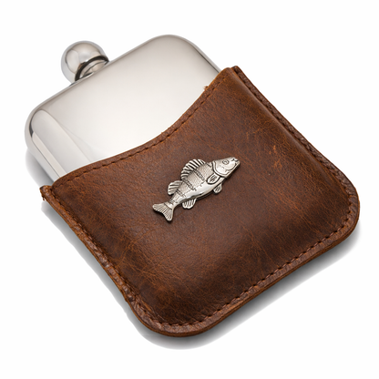 Coarse Fishing Hip Flask With Half Leather Jacket