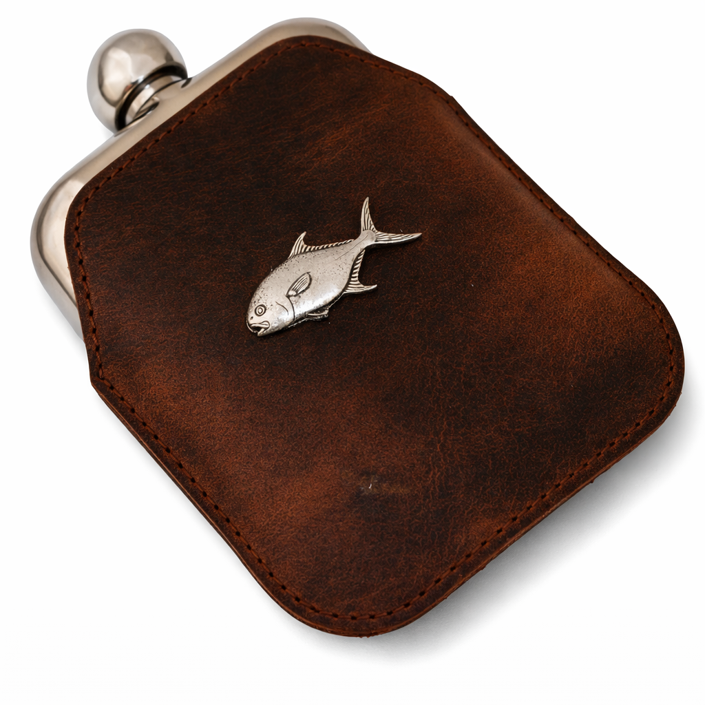Sea Fishing Hip Flask Full Leather Jacket