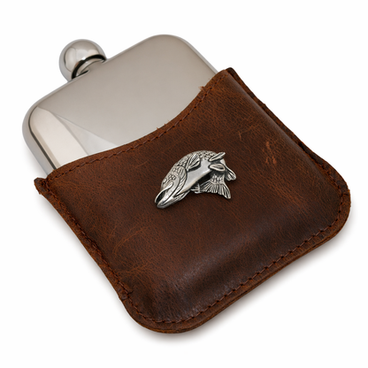 Coarse Fishing Hip Flask With Half Leather Jacket