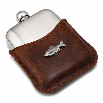 Coarse Fishing Hip Flask With Half Leather Jacket