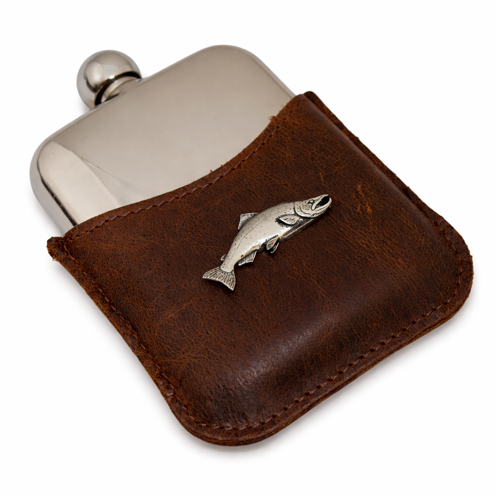 Fly Fishing Half Leather Jacket Hip Flask