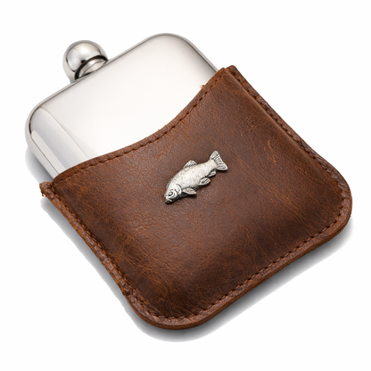 Coarse Fishing Hip Flask With Half Leather Jacket