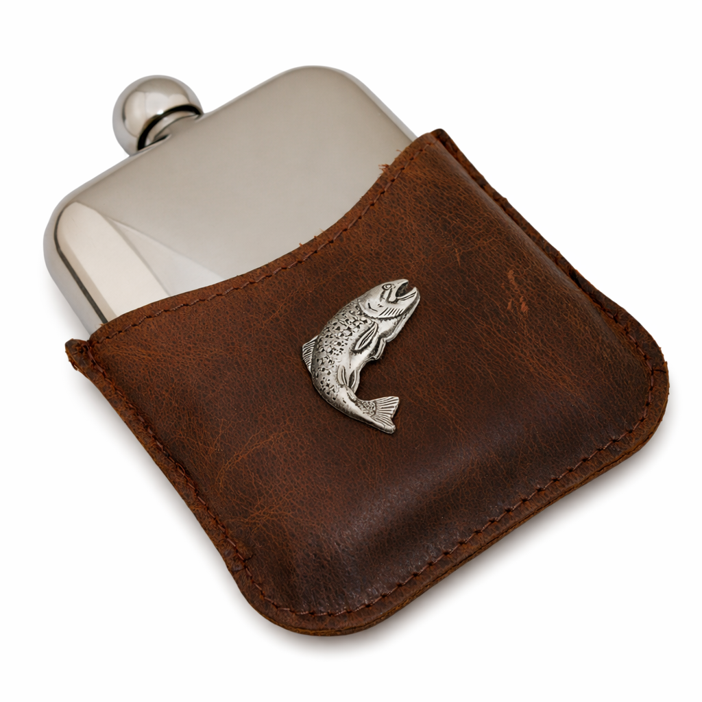 Fly Fishing Half Leather Jacket Hip Flask
