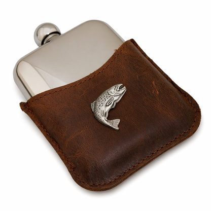 Fly Fishing Half Leather Jacket Hip Flask
