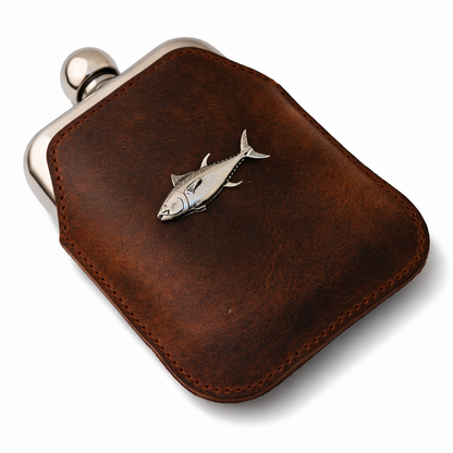Sea Fishing Hip Flask Full Leather Jacket