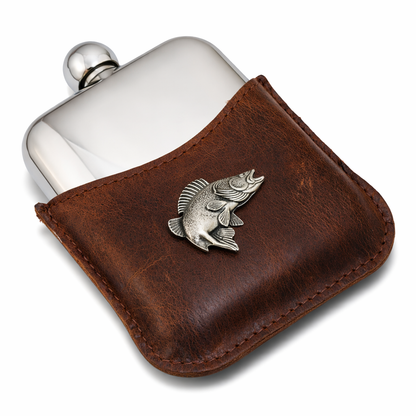 Coarse Fishing Hip Flask With Half Leather Jacket