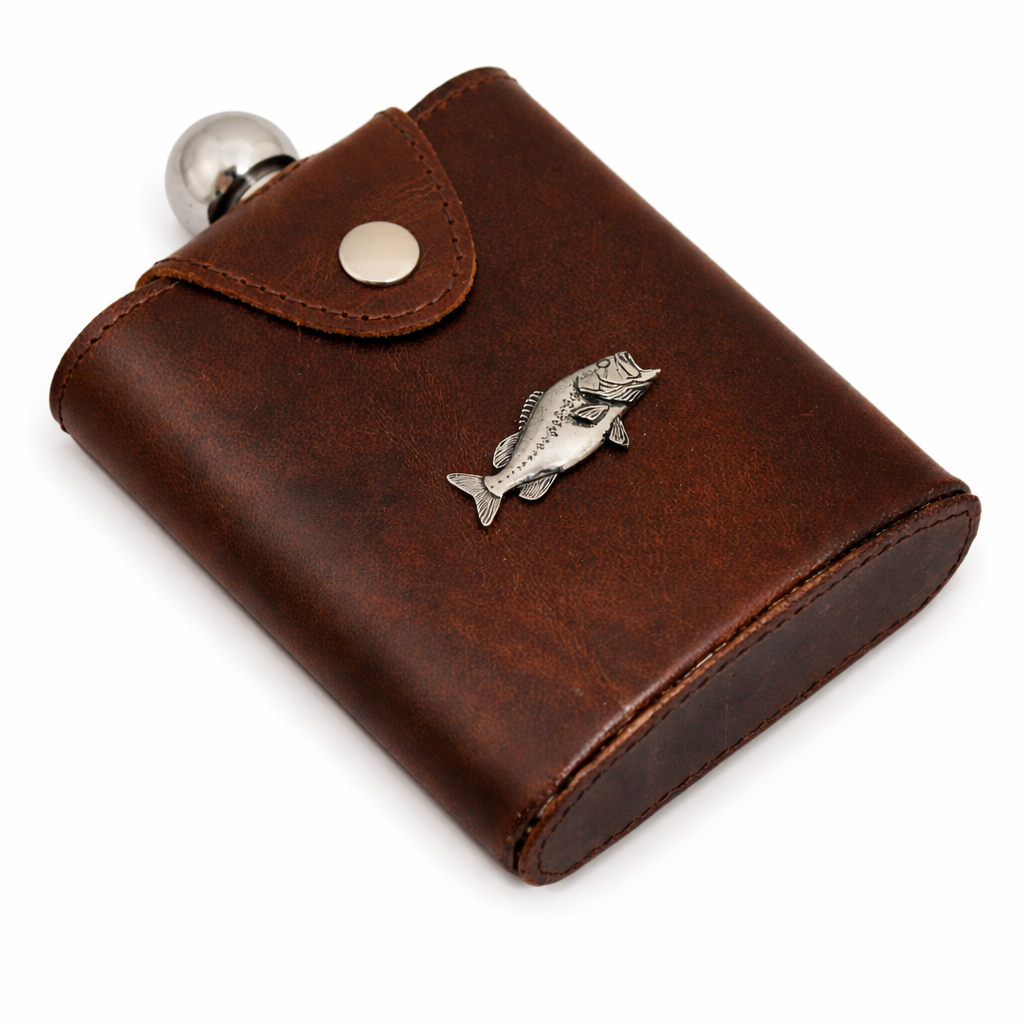 Sea Fishing Hip Flask In Popper Jacket Case