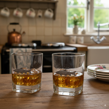 Coarse Fishing Pair Of Whiskey Tumbler Glasses
