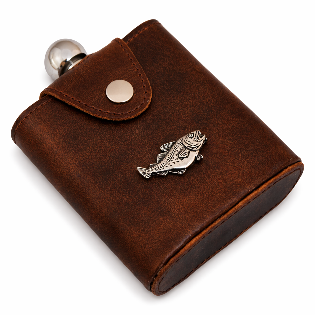 Sea Fishing Hip Flask In Popper Jacket Case