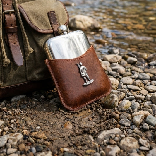 Fly Fishing Half Leather Jacket Hip Flask