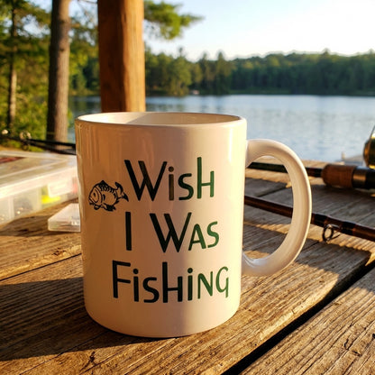 'Wish I Was Fishing' China Mug
