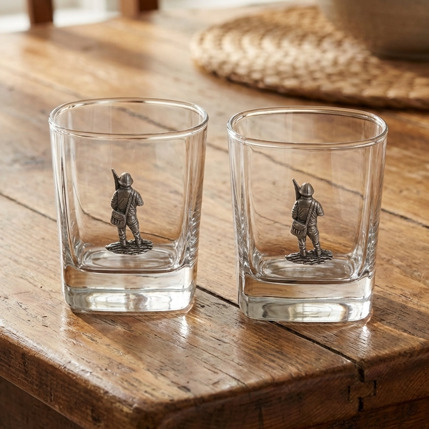 Fly Fishing Pair Of Whiskey Tumbler Glasses
