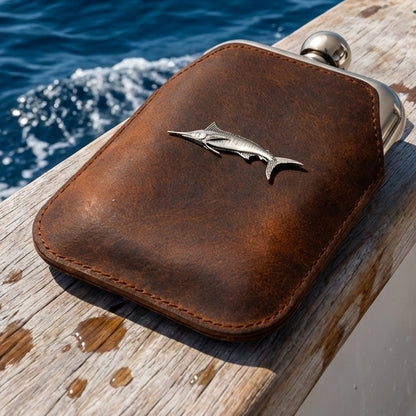 Sea Fishing Hip Flask Full Leather Jacket