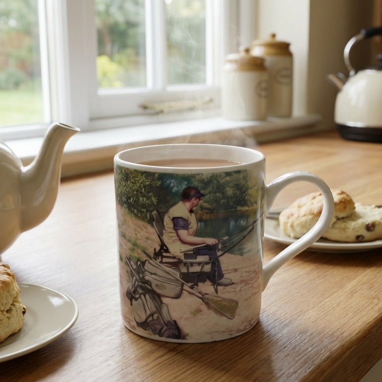 Fishing Man Scene China Mug