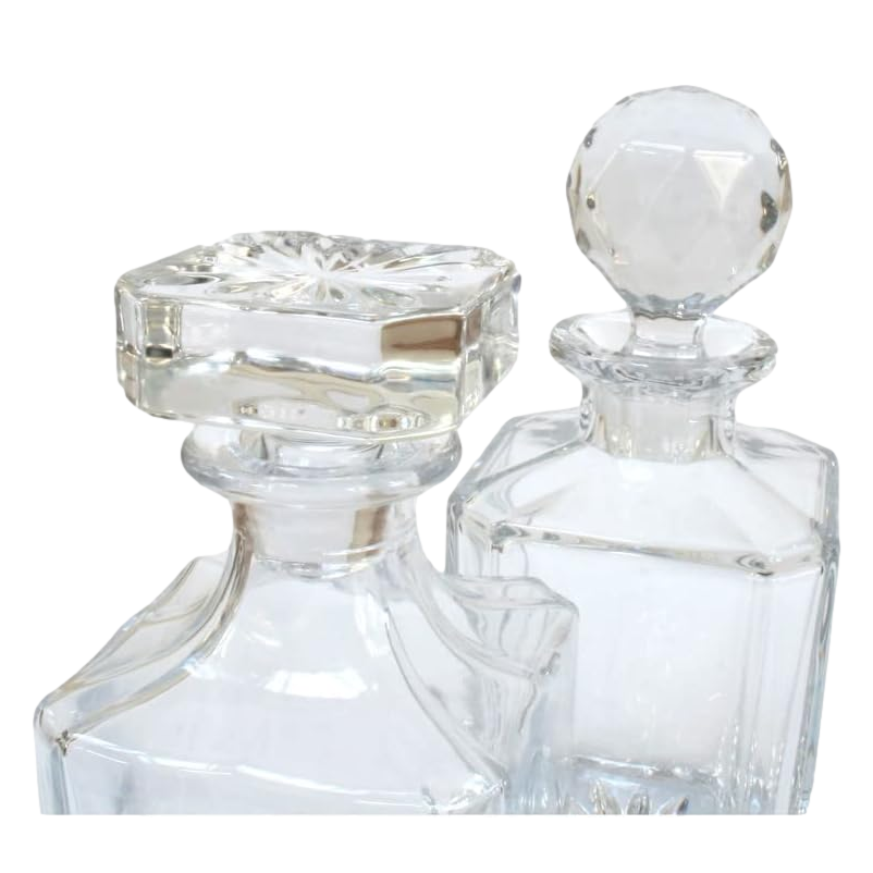 Coarse Fishing Crystal Cut Decanter With Golf Ball Or Square Top