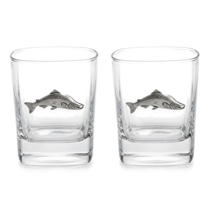 Fly Fishing Pair Of Whiskey Tumbler Glasses