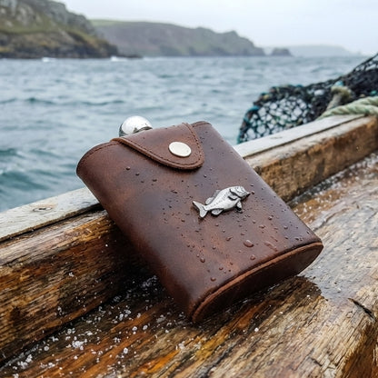 Sea Fishing Hip Flask In Popper Jacket Case