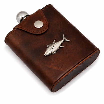 Sea Fishing Hip Flask In Popper Jacket Case